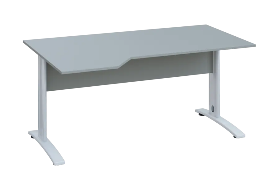 EZK 28 - 164 stůl kancelářský, rohový, levý, kovová podnož bílá, deska 25 mm, široký 1600 mm, šedá